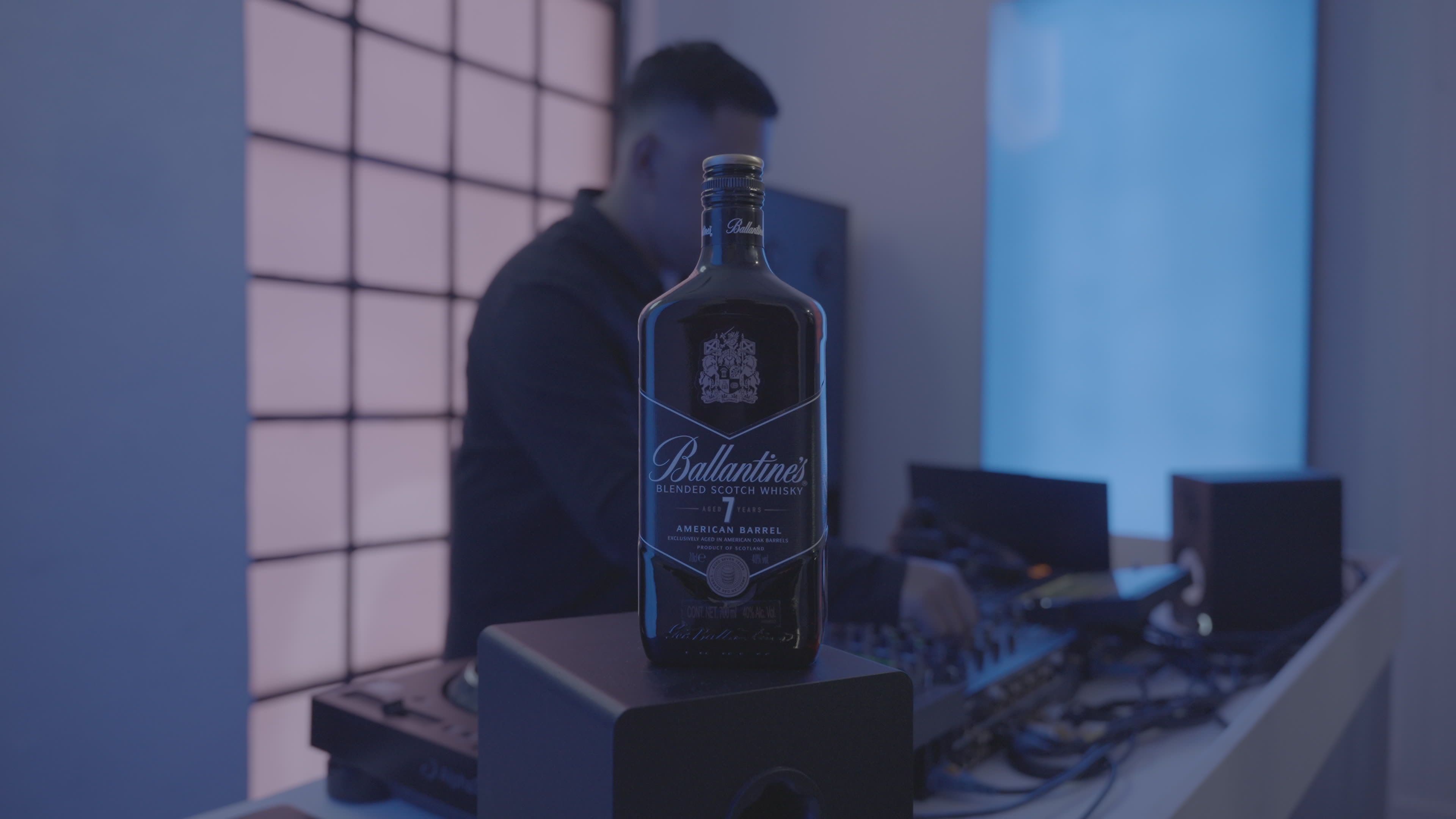 Shot of Ballantines bottle