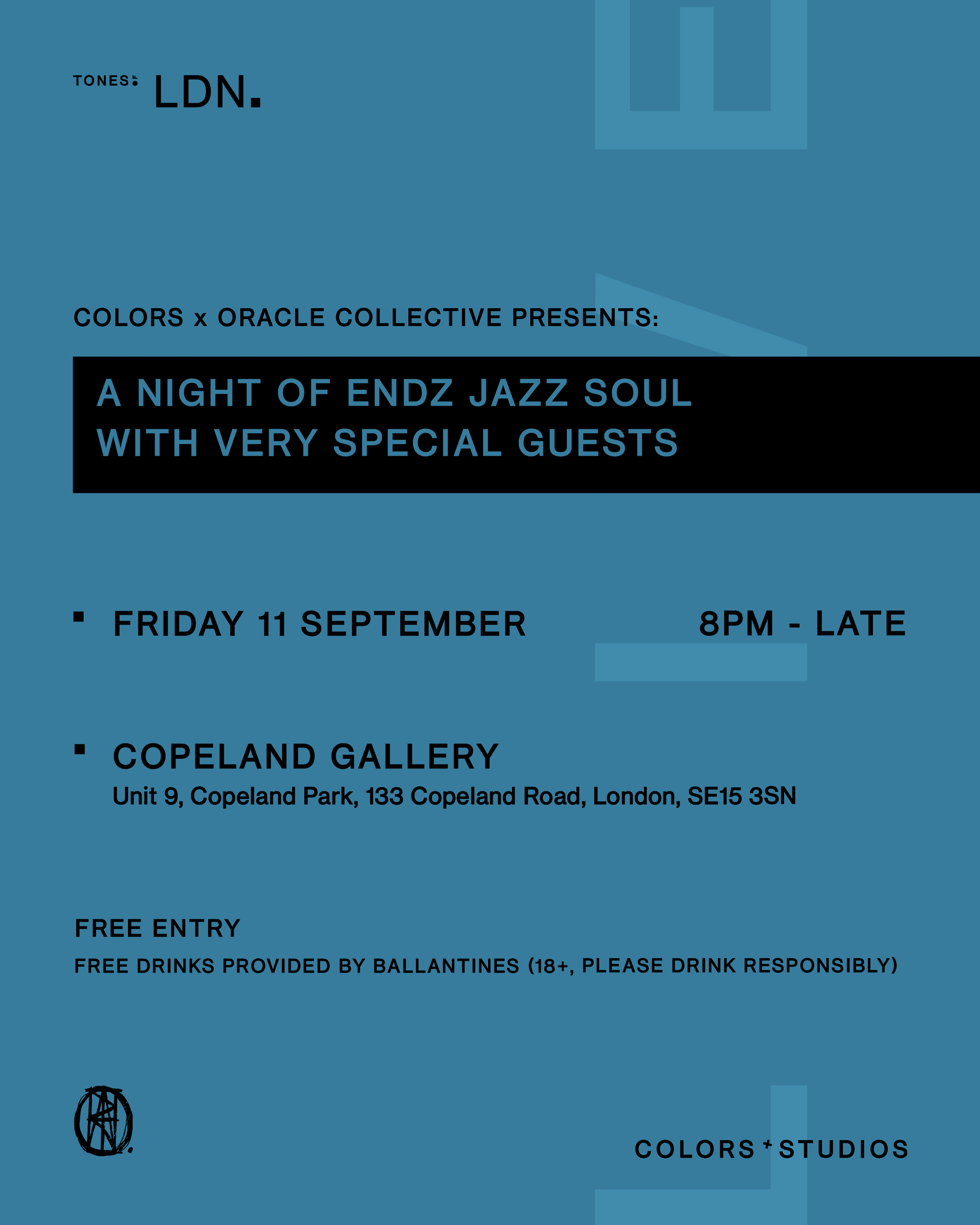 Poster for COLORS & Oracle Collective Presents: A Night of Endz Jazz Soul w/ Very Special Guests