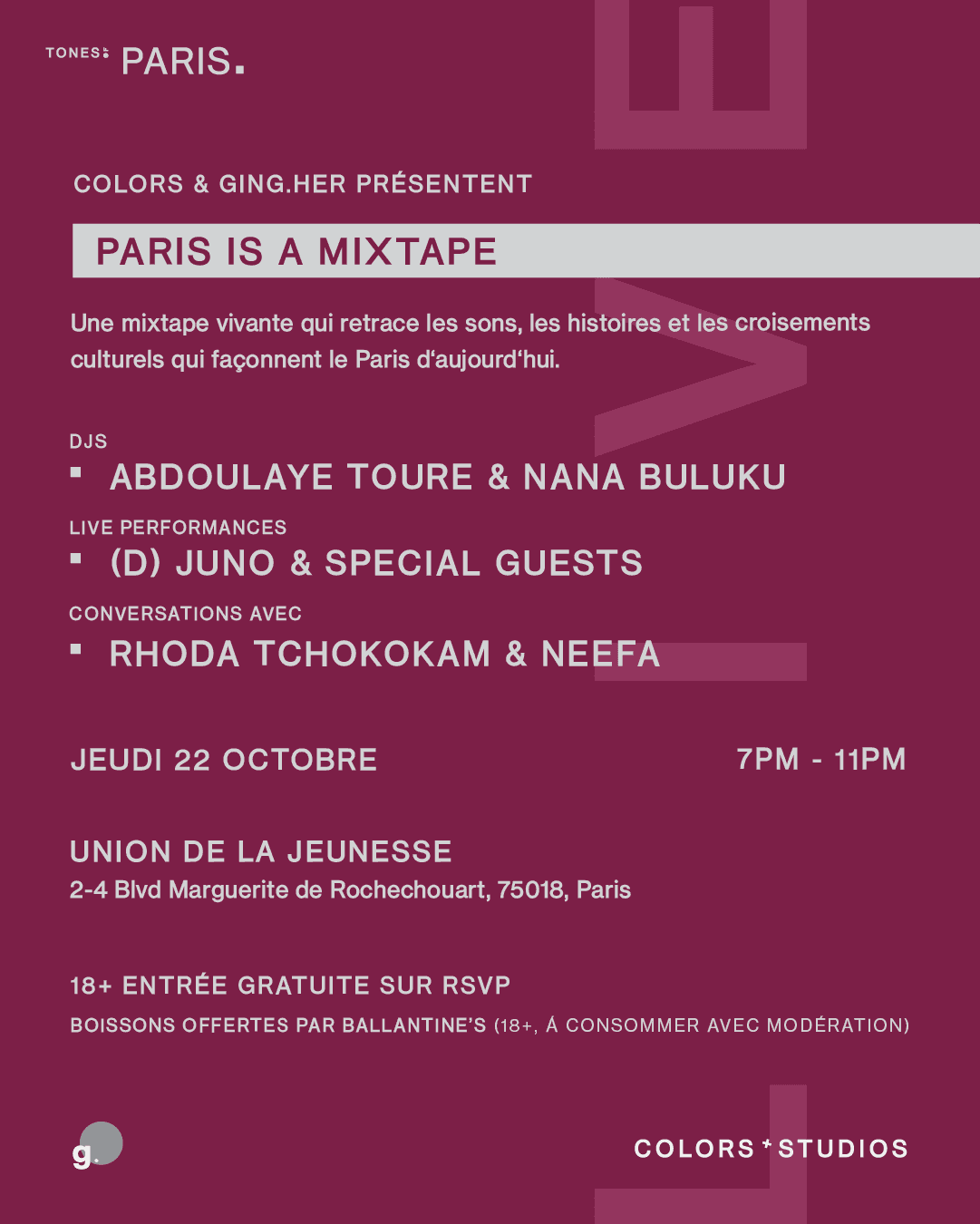 Affiche de COLORS & GING.HER PRÉSENTENT - PARIS IS A MIXTAPE