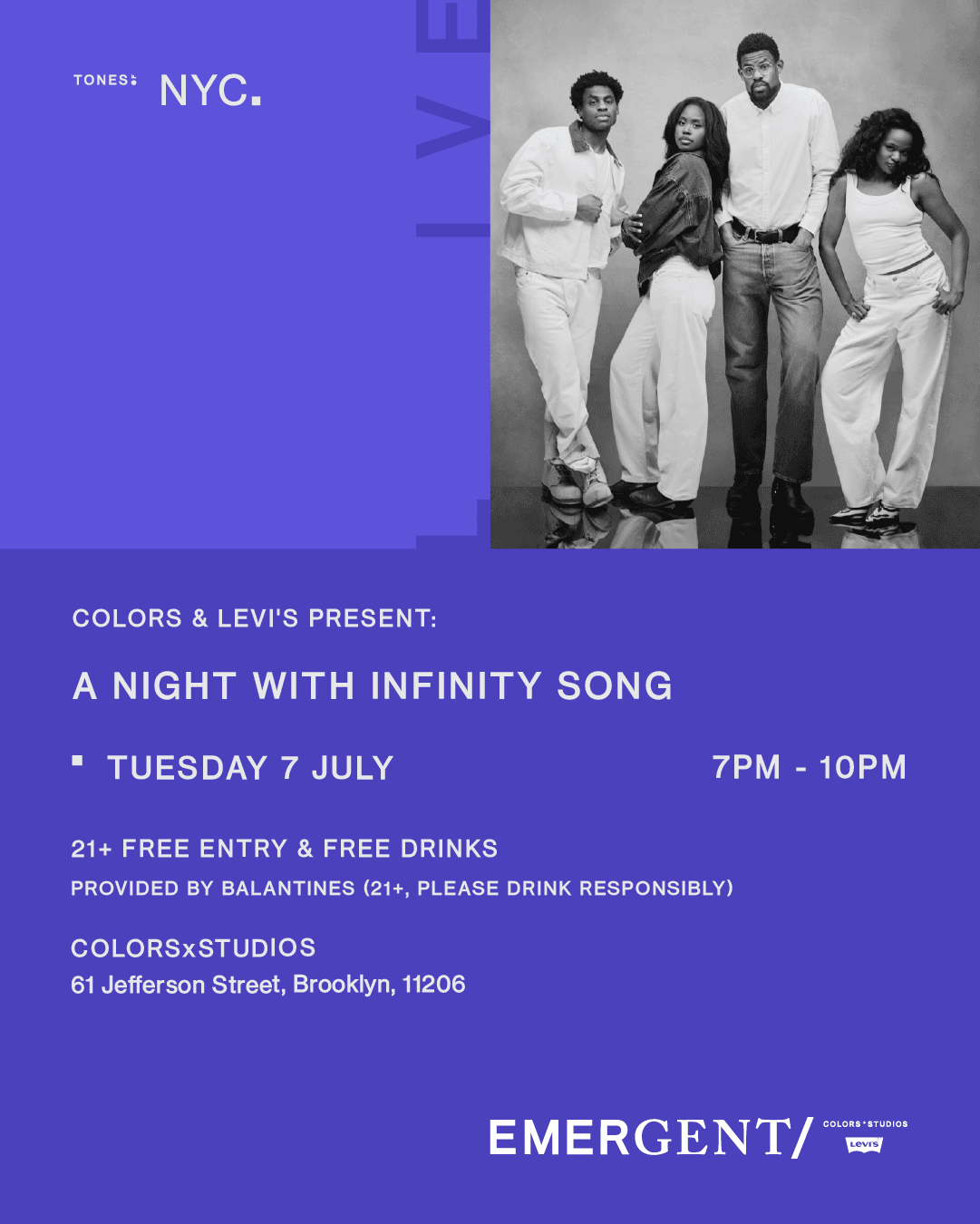 Poster for COLORS & Levi's Present: A Night with Infinity Song